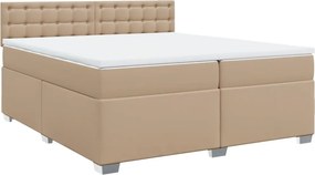 vidaXL Κρεβάτι Boxspring με Στρώμα Καπουτσίνο 200x200εκ.από Συνθ.Δέρμα