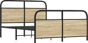 vidaXL Σκελετός Κρεβ. Χωρίς Στρώμα Sonoma Δρυς 140x200 εκ. Μεταλλικό