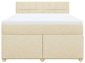 vidaXL Κρεβάτι Boxspring με Στρώμα Κρεμ 140x190 εκ. Υφασμάτινο