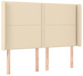 vidaXL Κρεβάτι Boxspring με Στρώμα &amp; LED Κρεμ 140x190 εκ. Υφασμάτινο