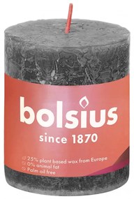 Bolsius Κεριά Κύλινδρος Ρουστίκ Shine 4 τεμ. Θυελλώδες Γκρι 80x68 χιλ.