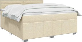 vidaXL Κρεβάτι box spring με στρώμα Κρεμ 140 x 200 cm Ύφασμα