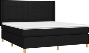 vidaXL Κρεβάτι Boxspring με Στρώμα &amp; LED Μαύρο 160x200 εκ. Υφασμάτινο
