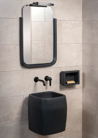 Athos Black Matt 37x39 - Κρεμαστος Νιπτήρας Μπανιου