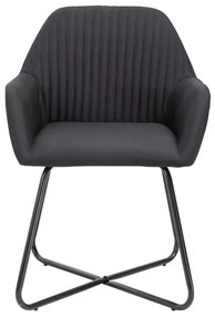Καρέκλες Τραπεζαρίας 6 τεμ. Μαύρες Υφασμάτινες - Μαύρο