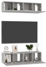 vidaXL Έπιπλα Τηλεόρασης 4 τεμ. Γκρι Σκυρ. 60x30x30εκ. από Επεξ. Ξύλο
