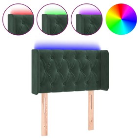 Κεφαλάρι Κρεβατιού LED Σκούρο Πράσινο 83x16x78/88 εκ. Βελούδινο 3123605