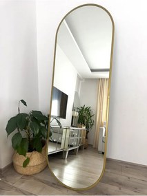 Οβάλ επιδαπέδιος καθρέφτης με μεταλλικό πλαίσιο Χρυσό 180x60x1.5 cm