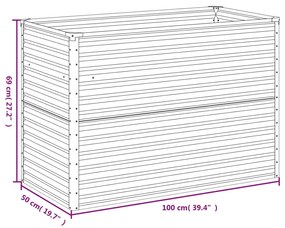 Ζαρντινιέρα 100 x 50 x 69 εκ. από Ατσάλι Σκληρυθέν στον Αέρα - Καφέ