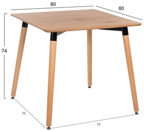 ΤΡΑΠΕΖΙ MINIMAL  ΣΕ ΦΥΣΙΚΟ ΧΡΩΜΑ MDF-ΠΟΔΙΑ ΟΞΙΑ ΦΥΣΙΚΟ ΧΡΩΜΑ 80Χ80Χ74Υεκ