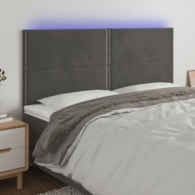 Κεφαλάρι Κρεβατιού LED Σκούρο Γκρι 200x5x118/128 εκ. Βελούδινο 3122351