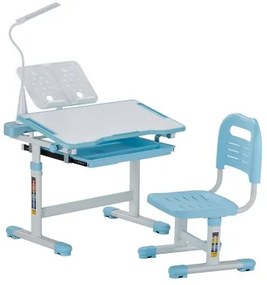 VEVOR Kids Chair and Desk Set Table Lamp Adjustable Height &amp; Tilted Desktop Blue