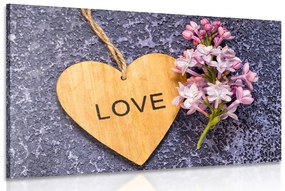 Εικόνα μιας ξύλινης καρδιάς με την επιγραφή Αγάπη - 120x80