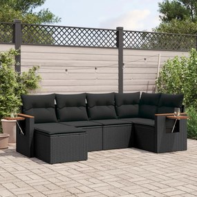 vidaXL Patio Sofa Set 6-θέσια Black