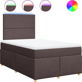 vidaXL Κρεβάτι Boxspring με Στρώμα Σκούρο Καφέ 120x190 εκ Υφασμάτινο