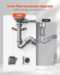 VEVOR 70cm Kitchen Sink Undermount Single Bowl Drop-In Basin Stainless Steel Bar