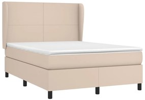 vidaXL Κρεβάτι Boxspring με Στρώμα Καπουτσίνο 140x190εκ.από Συνθ.Δέρμα