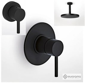 Eurorama TONDA Μίκτης εντοιχισμού &amp; εκτροπέας περιστροφικός 3 εξόδων &amp; Αν/μενη κεφαλή Φ30εκ &amp; μπράτσο οροφής 10εκ Black Matt