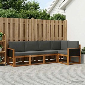 vidaXL Σειρά Καναπέ Εξωτερικού 7 pcs Φυσικό και Ανθρακί Πολυεστέρας
