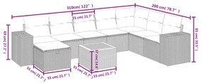 vidaXL Σετ Καναπέ Κήπου 9 τεμ. Μικτό Μπεζ Συνθ. Ρατάν με Μαξιλάρια