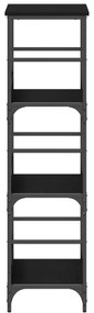 vidaXL Βιβλιοθήκη Μαύρη Βελανιδιά 50x33x117,5 εκ. Επεξεργασμένο ξύλο και Χάλυβας