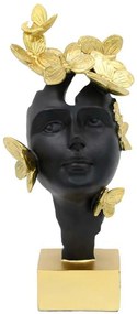 Διακοσμητική Φιγούρα Face Mask 374-225-475 13x9x31cm Black-Gold Πολυρεσίνη