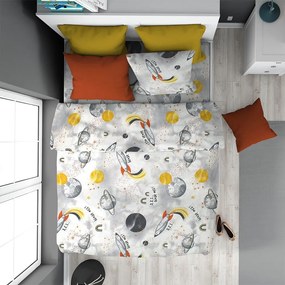 Παπλωματοθήκη Παιδική Spaceship 187 Grey DimCol Μονό 160x240cm 100% Βαμβάκι