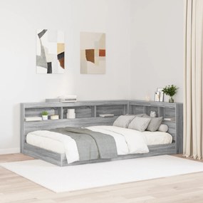vidaXL Κρεβάτι Βιβλιοθήκης Γκρι Sonoma 120x200 εκ. Επεξεργασμένο Ξύλο