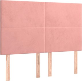 vidaXL Κρεβάτι Boxspring με Στρώμα &amp; LED Ροζ 140x190 εκ. Βελούδινο