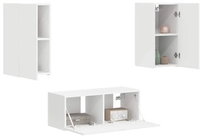 vidaXL Σετ επίπλου τηλεόρασης Επιτοίχιο 2 pcs Λευκό Επεξεργασμένο ξύλο