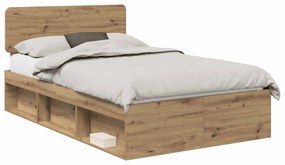 vidaXL Σκελετός Κρεβατιού Καρυδιά Χειροποίητης Εργασίας 135 x 190 cm