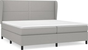 vidaXL Κρεβάτι Boxspring με Στρώμα Ανοιχτό Γκρι 200x200 εκ. Υφασμάτινο
