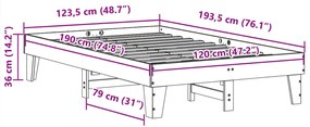 ΣΚΕΛΕΤΟΣ ΚΡΕΒ. ΧΩΡΙΣ ΣΤΡΩΜΑ ΚΑΦΕ ΚΕΡΙΟΥ 120X190 ΕΚ ΜΑΣΙΦ ΠΕΥΚΟ 855375