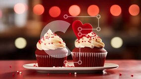 Intra Συλλεκτικό Ξύλινο Παζλ Plywood  4mm - Red Velvet Cupcakes με καρδιές Σε Ξύλινο Κουτί - Διαστάσεις: 10x10 cm – 25 κομμάτια