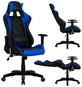 Πολυθρόνα Γραφείου Gaming Zayn Μαύρο-Μπλε Pu 67x70x134 Cm