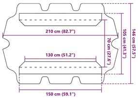 Πανί Ανταλλακτικό για Κούνια Κήπου Taupe 150/130 x 105/70 εκ. - Μπεζ-Γκρι