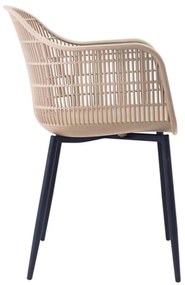 Πολυθρόνα BERRY Μεταλλική Μαύρη/PP-UV Tortora 58x58x85cm