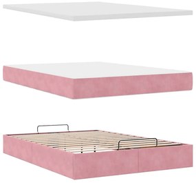 vidaXL Οθωμανικό κρεβάτι με στρώμα ροζ 140x200cm Βελούδο