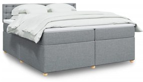 vidaXL Κρεβάτι Boxspring με Στρώμα Ανοιχτό Γκρι 200x200 εκ. Υφασμάτινο