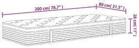 Στρώμα με Pocket Springs Μεσαία Σκληρότητα 80 x 200 εκ. - Γκρι