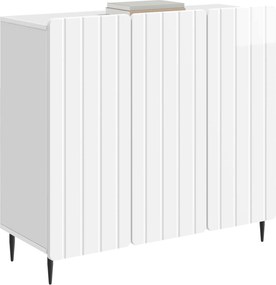 vidaXL Πλαϊνό γραφείο Γυαλιστερό Λευκό 89 x 34,5 x 82 εκ.
