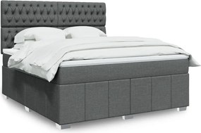 vidaXL Κρεβάτι Boxspring με Στρώμα Σκούρο Γκρι 180x200 εκ Υφασμάτιν