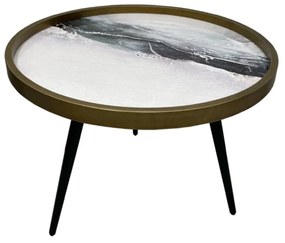 Τραπεζάκι Σαλονιού Wild 04-0641 D60xH45cm Black Με Pattern Metal,Fabric,Wood