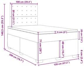 Κρεβάτι Boxspring με Στρώμα Taupe 120x200 εκ. Υφασμάτινο - Μπεζ-Γκρι