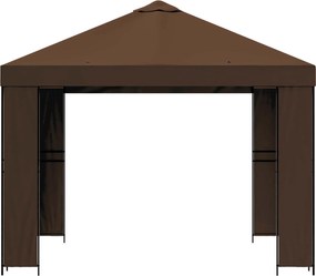vidaXL Κιόσκι 3 x 3 m Καφέ Πολυεστέρας και Χάλυβας 190 gsm