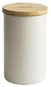 Δοχείο Αποθήκευσης NBA188 8x13cm 650ml White-Natural Pebbly Μέταλλο,Bamboo