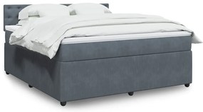 vidaXL Κρεβάτι Boxspring με Στρώμα Σκούρο Γκρι 180x200 εκ. Βελούδινο