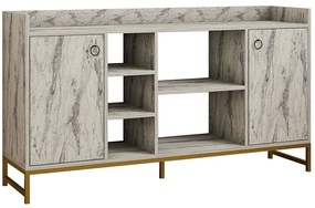 Μπουφές Vuslat 835PUQ3407 160x40x85cm Marble Effect White Particle Board, Metal