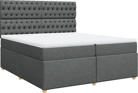 vidaXL Κρεβάτι Boxspring με Στρώμα Σκούρο Γκρι 200x200 εκ. Υφασμάτινο