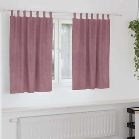 vidaXL Κουρτίνες με κουρτίνες 2 pcs Σκούρο Ροζ 140 x 140 cm Βελούδο